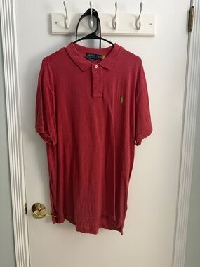 Polo by Ralph Lauren Men’s Dark Red Short-Sleeve Polo with Green Logo